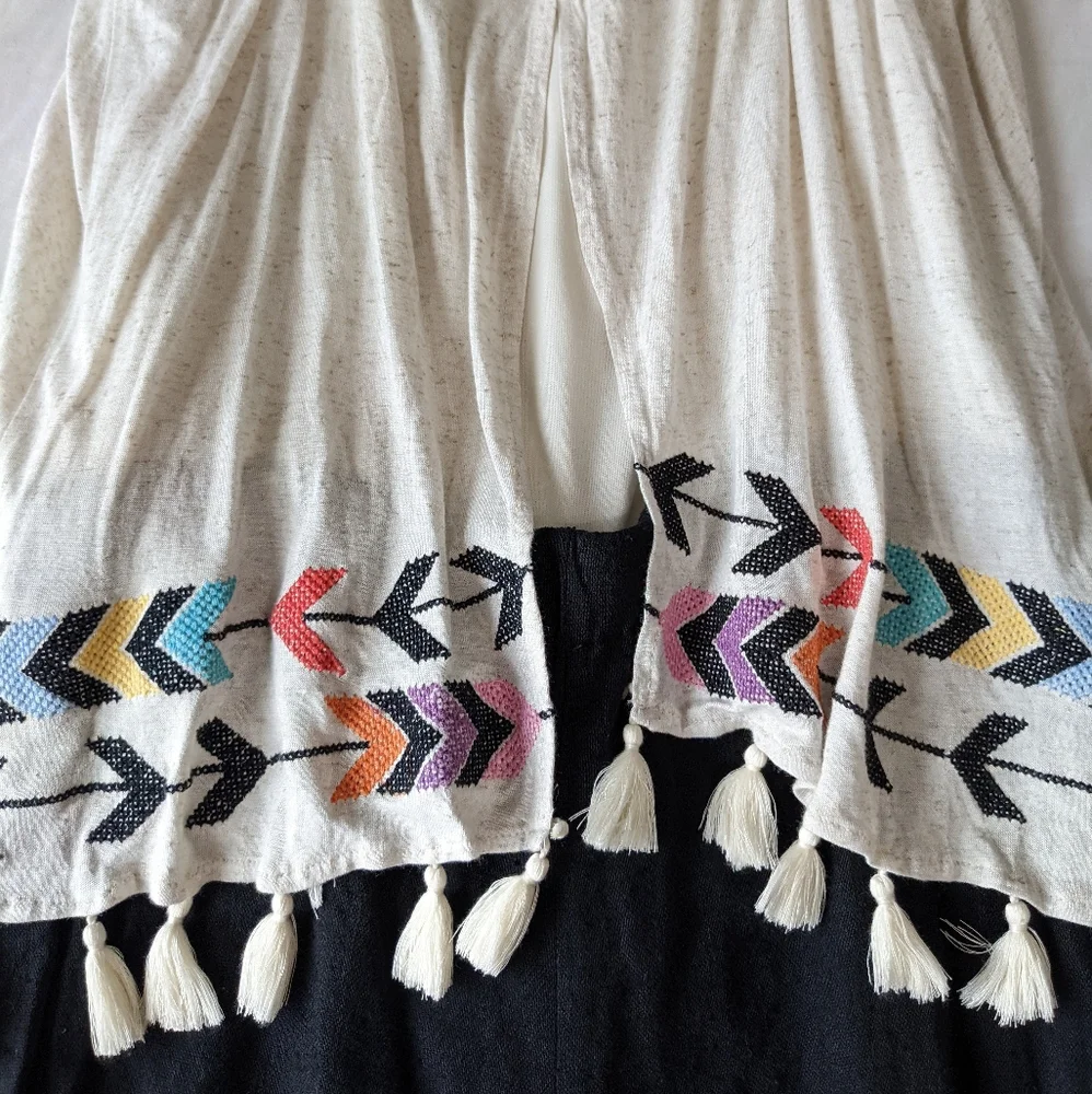 Judith March Linen Blend Spaghetti Strap Romper Tassel Hemline Small - Picture 7 of 11